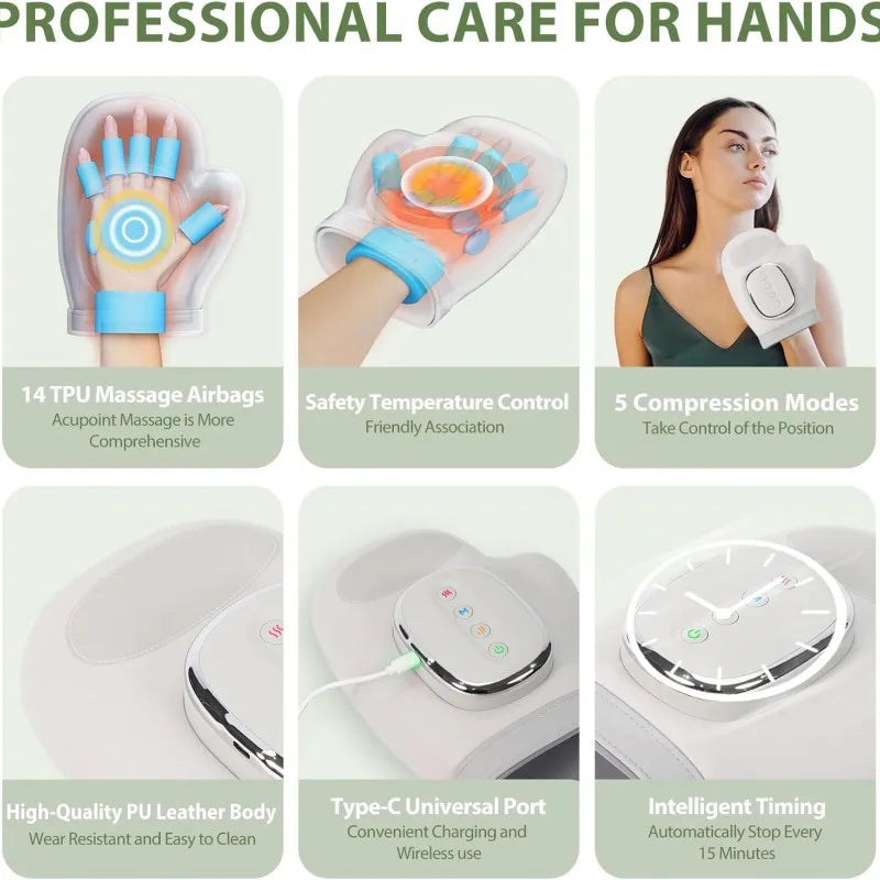 Hand Massager with Heat and Compression,Finger Massager Hand Equipment, Wrist Muscles Massagers for Arthritis Carpal Tunnel